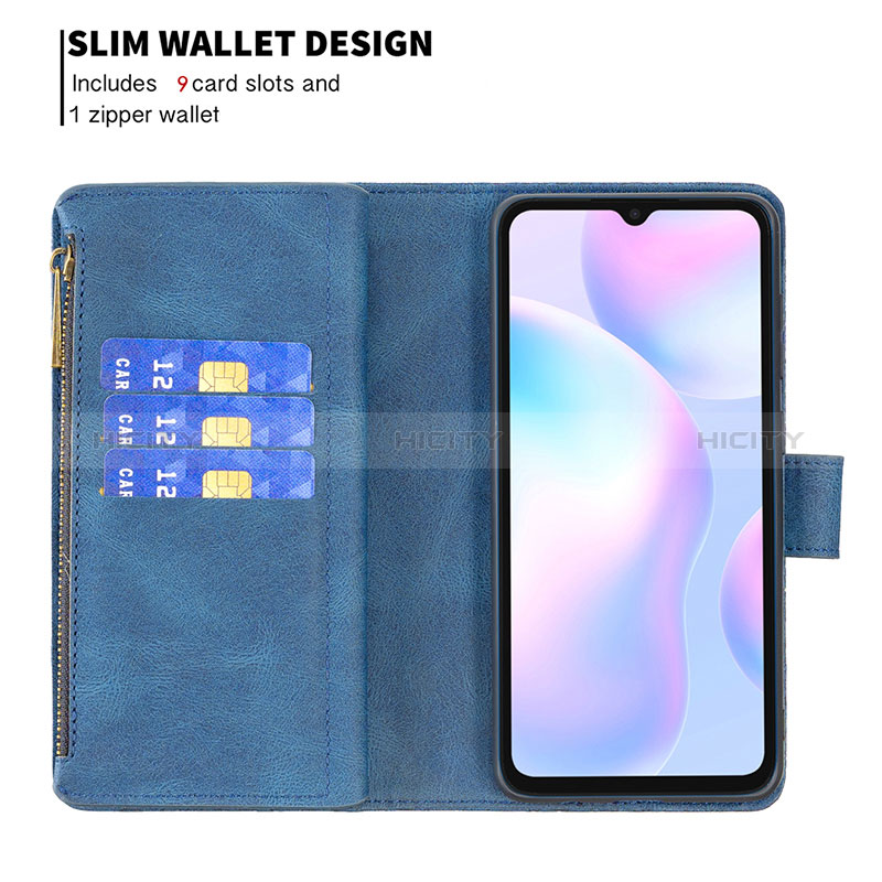 Funda de Cuero Cartera con Soporte Mariposa Carcasa B03F para Xiaomi Redmi 9i