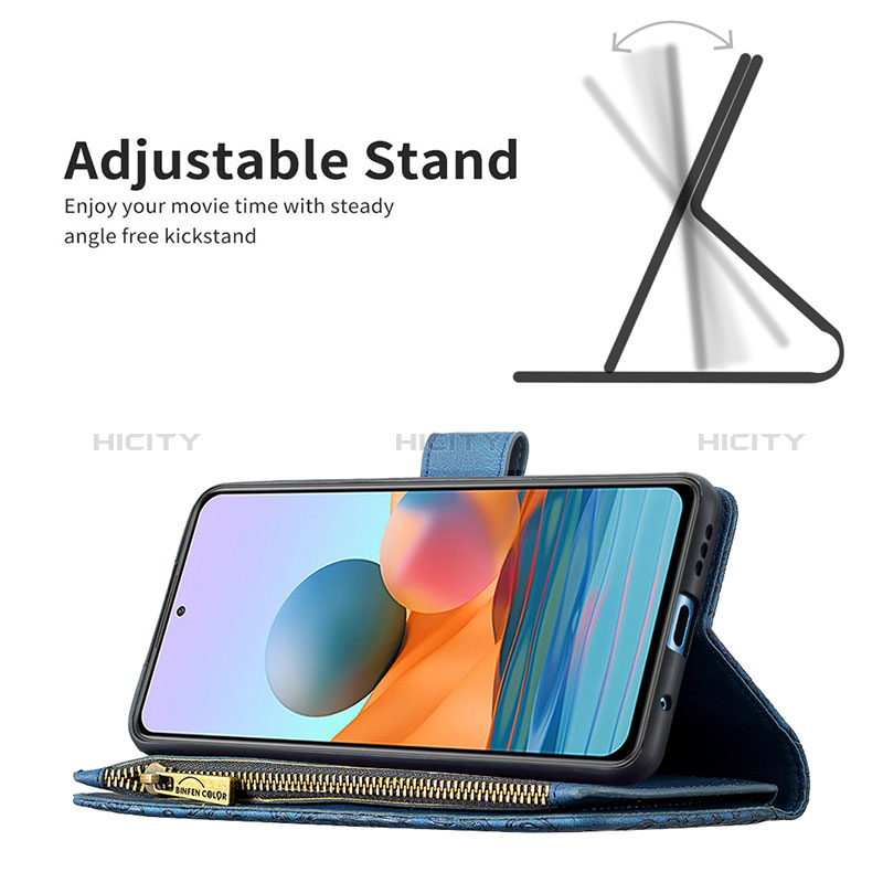 Funda de Cuero Cartera con Soporte Mariposa Carcasa B03F para Xiaomi Redmi Note 10 Pro 4G