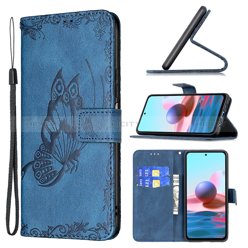 Funda de Cuero Cartera con Soporte Mariposa Carcasa B03F para Xiaomi Redmi Note 10S 4G