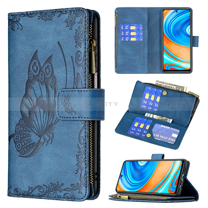 Funda de Cuero Cartera con Soporte Mariposa Carcasa B03F para Xiaomi Redmi Note 9S