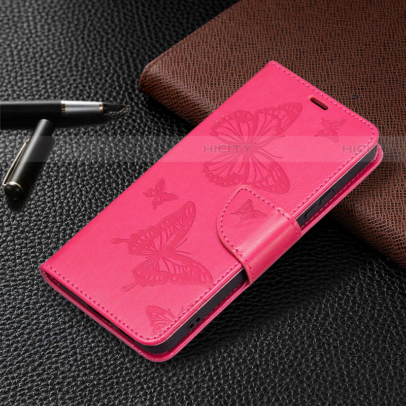 Funda de Cuero Cartera con Soporte Mariposa Carcasa B13F para Samsung Galaxy S21 FE 5G Rosa Roja