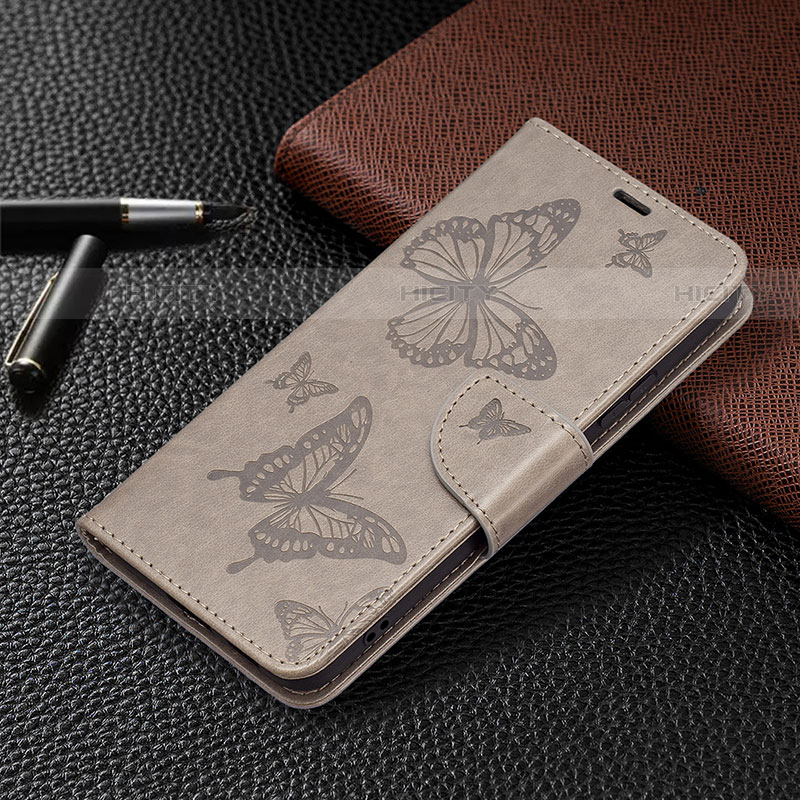 Funda de Cuero Cartera con Soporte Mariposa Carcasa B13F para Samsung Galaxy S21 Plus 5G Gris