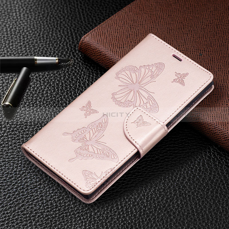 Funda de Cuero Cartera con Soporte Mariposa Carcasa B13F para Samsung Galaxy S24 Ultra 5G Oro