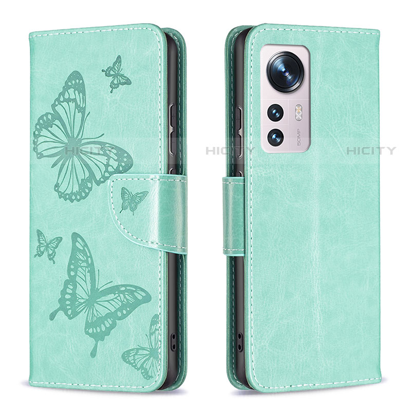 Funda de Cuero Cartera con Soporte Mariposa Carcasa B13F para Xiaomi Mi 12S 5G Verde