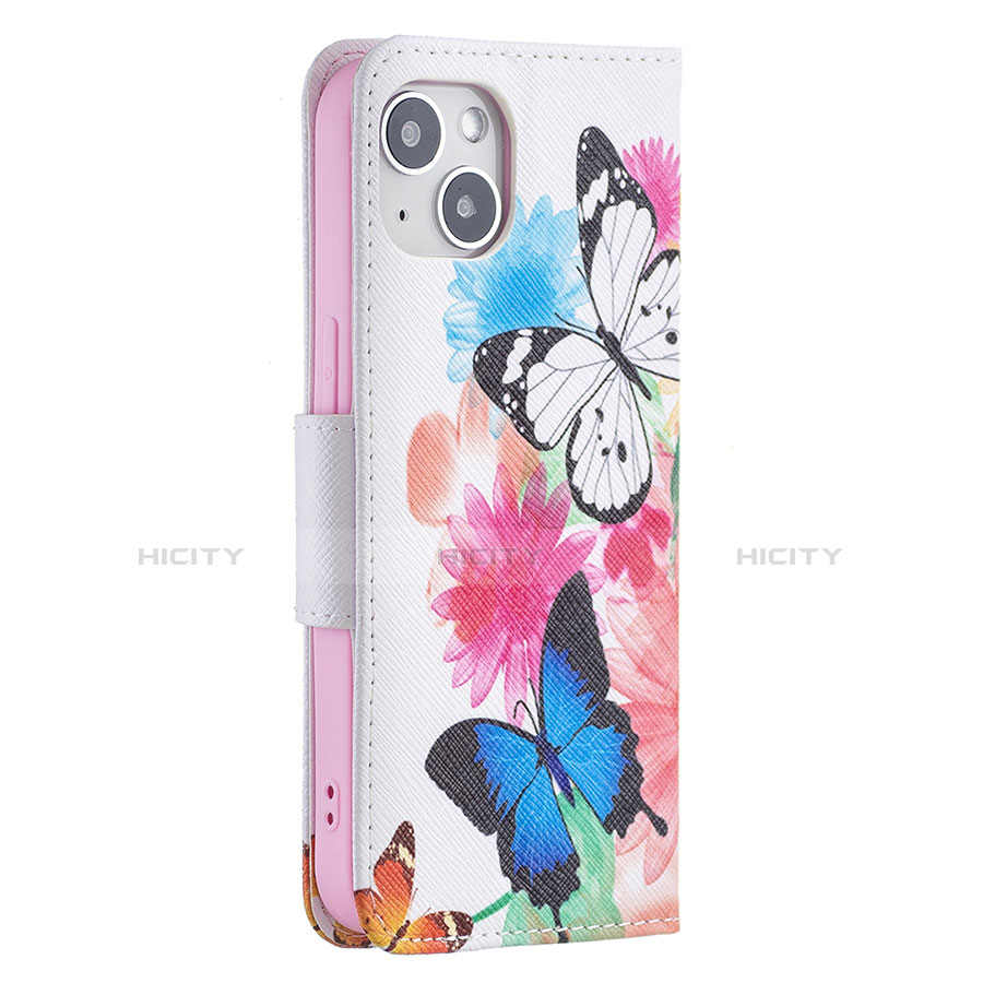 Funda de Cuero Cartera con Soporte Mariposa Carcasa L01 para Apple iPhone 13 Rosa