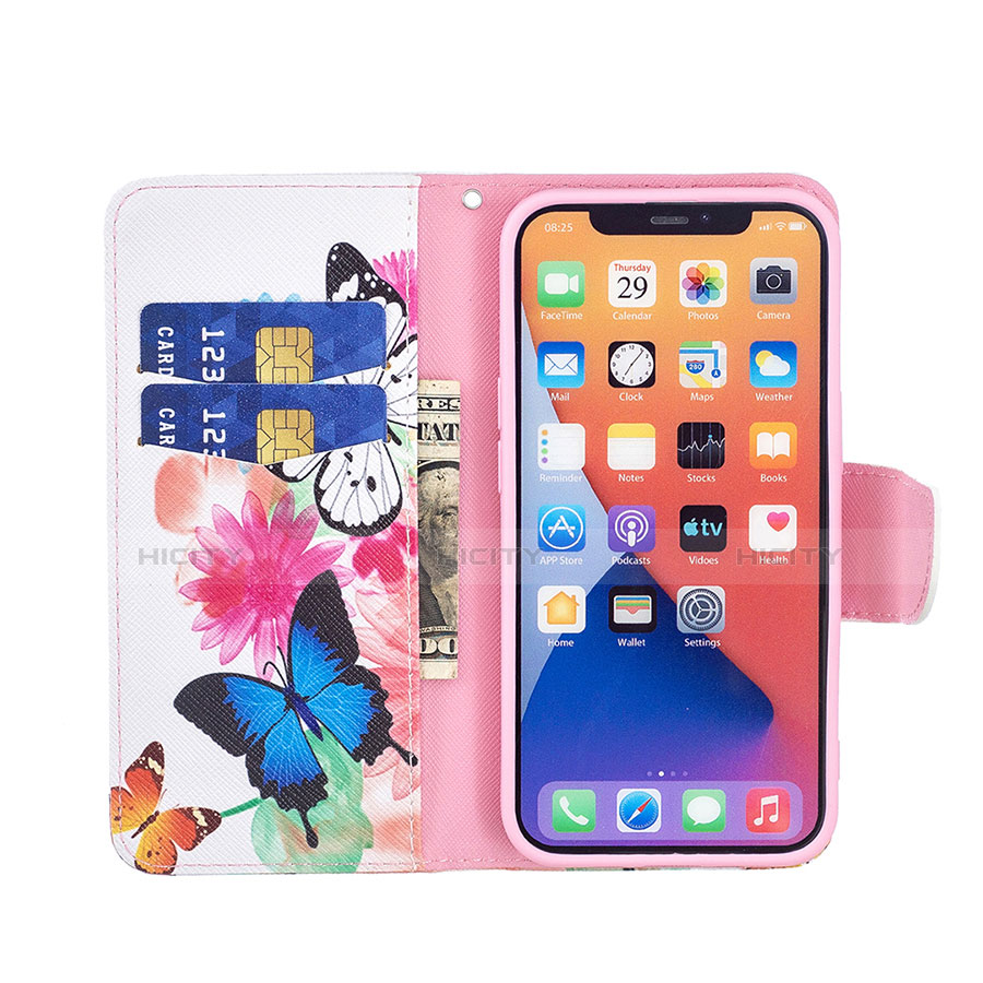 Funda de Cuero Cartera con Soporte Mariposa Carcasa L01 para Apple iPhone 14 Plus Rosa