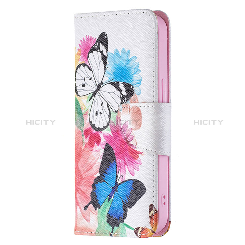 Funda de Cuero Cartera con Soporte Mariposa Carcasa L01 para Apple iPhone 15 Plus Rosa