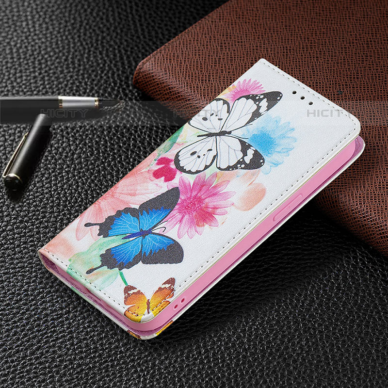 Funda de Cuero Cartera con Soporte Mariposa Carcasa L01 para Apple iPhone 15 Pro Rosa