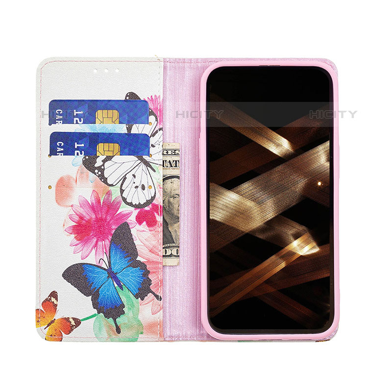 Funda de Cuero Cartera con Soporte Mariposa Carcasa L01 para Apple iPhone 16 Pro Max Rosa