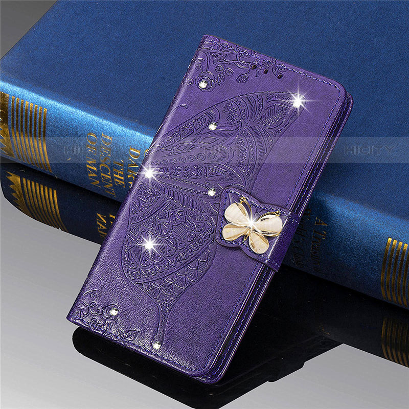 Funda de Cuero Cartera con Soporte Mariposa Carcasa L01 para Xiaomi Mi 11 Lite 4G Morado