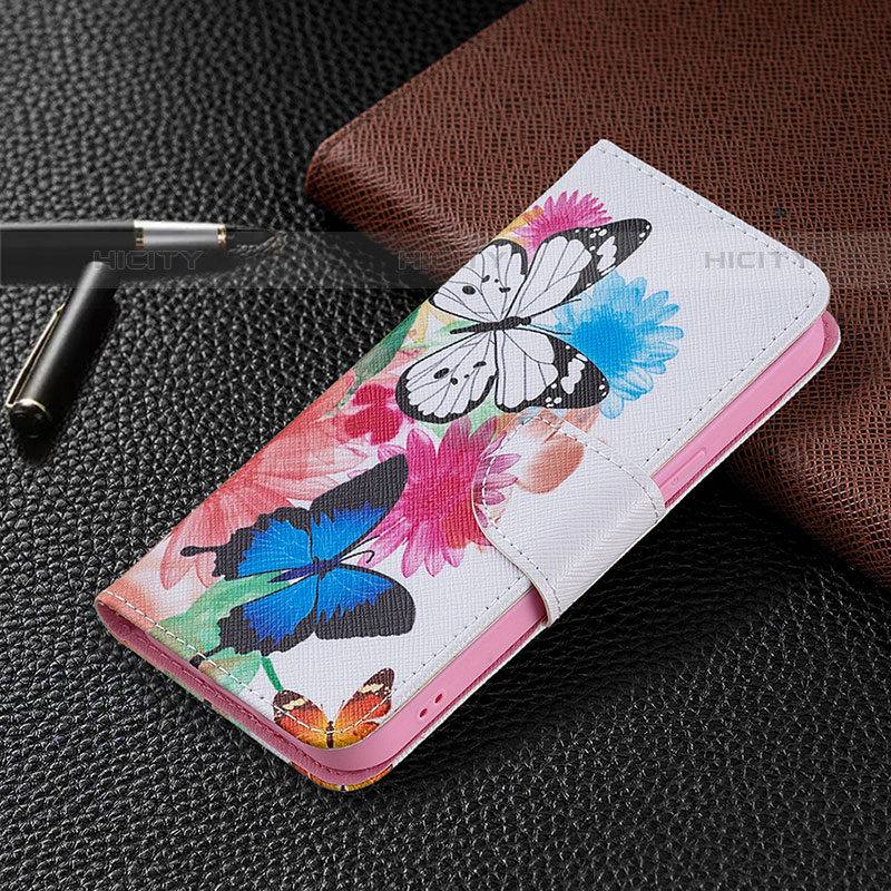 Funda de Cuero Cartera con Soporte Mariposa Carcasa L03 para Apple iPhone 15 Pro Rosa