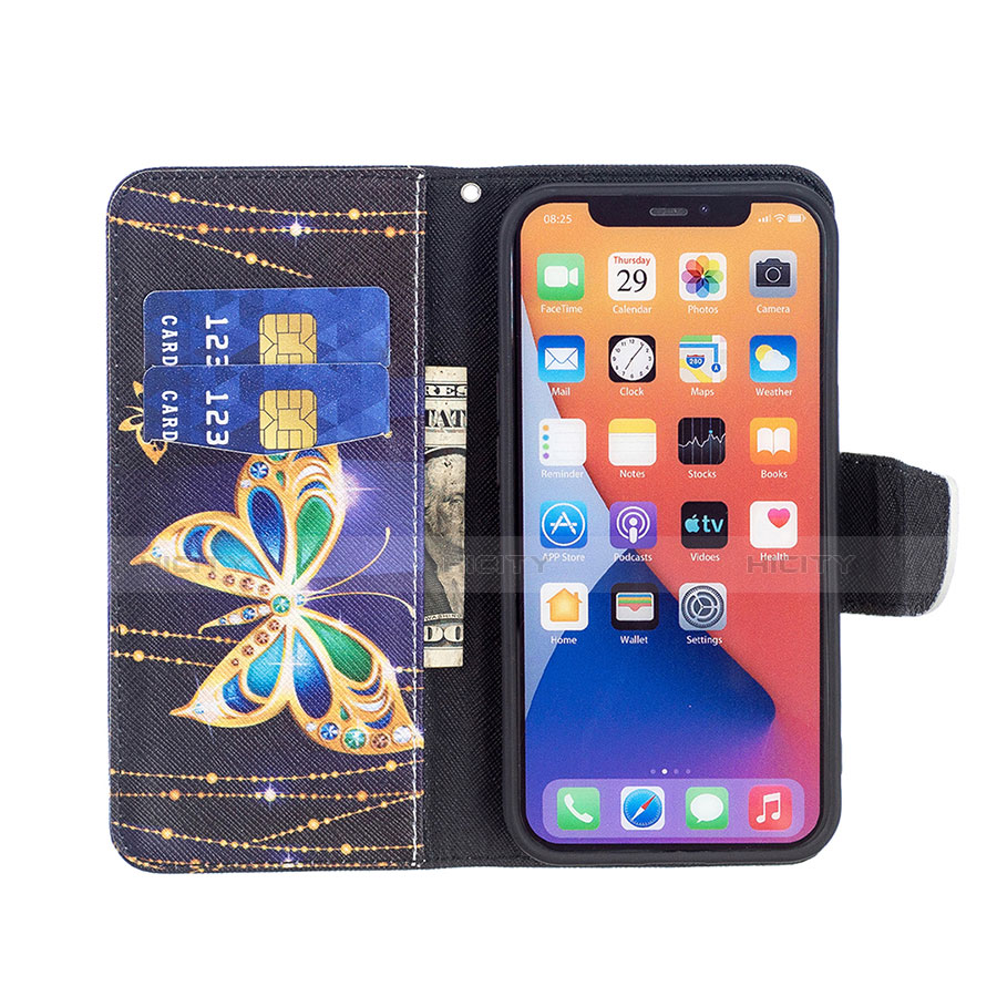 Funda de Cuero Cartera con Soporte Mariposa Carcasa L07 para Apple iPhone 13 Multicolor