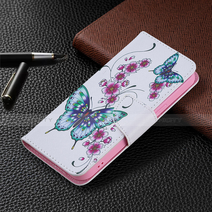 Funda de Cuero Cartera con Soporte Mariposa Carcasa L07 para Apple iPhone 13 Pro Max Rosa