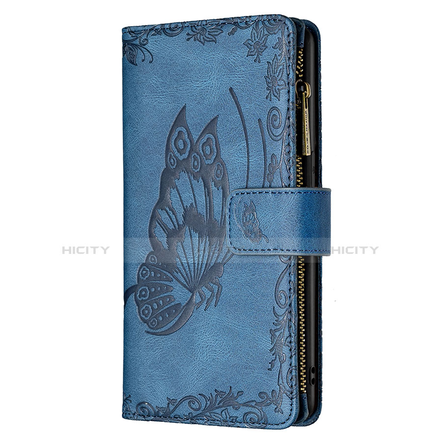 Funda de Cuero Cartera con Soporte Mariposa Carcasa L08 para Apple iPhone 13 Mini Azul