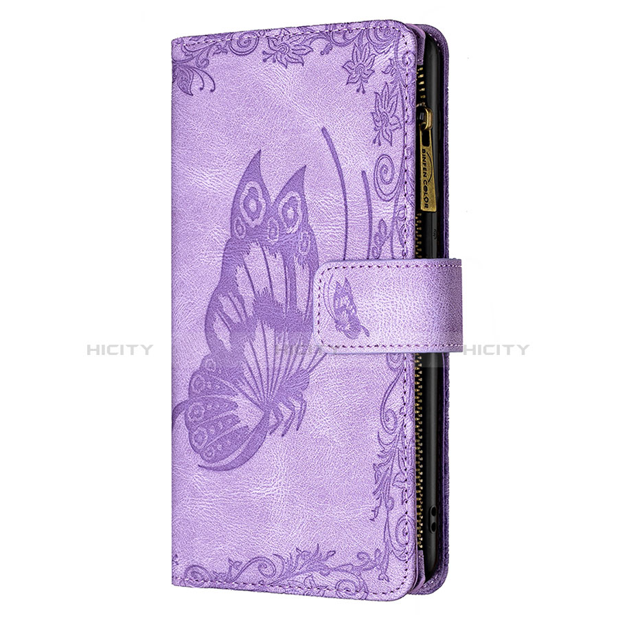 Funda de Cuero Cartera con Soporte Mariposa Carcasa L08 para Apple iPhone 13 Mini Morado