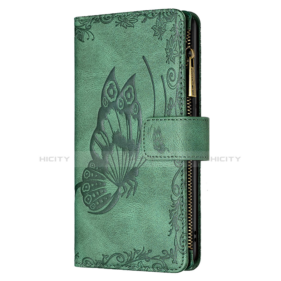 Funda de Cuero Cartera con Soporte Mariposa Carcasa L08 para Apple iPhone 13 Pro Verde