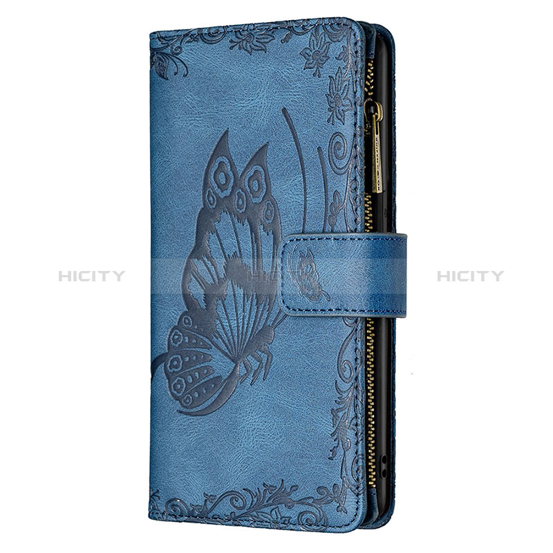 Funda de Cuero Cartera con Soporte Mariposa Carcasa L08 para Apple iPhone 14 Pro Max Azul