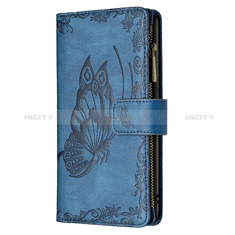 Funda de Cuero Cartera con Soporte Mariposa Carcasa L08 para Apple iPhone 15 Azul