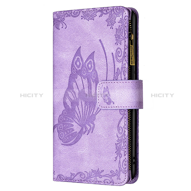 Funda de Cuero Cartera con Soporte Mariposa Carcasa L08 para Apple iPhone 15 Morado