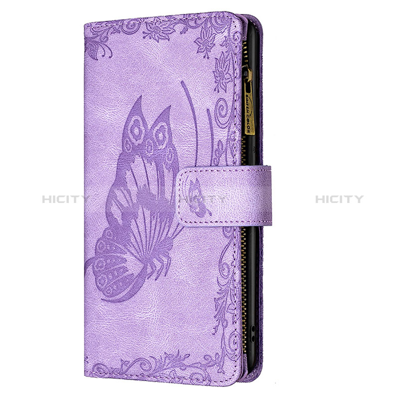 Funda de Cuero Cartera con Soporte Mariposa Carcasa L08 para Apple iPhone 15 Morado