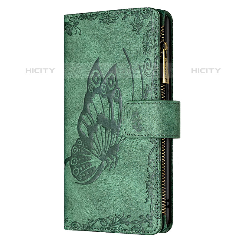 Funda de Cuero Cartera con Soporte Mariposa Carcasa L08 para Apple iPhone 15 Pro Verde