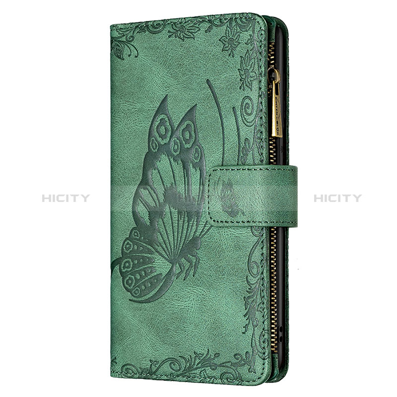 Funda de Cuero Cartera con Soporte Mariposa Carcasa L08 para Apple iPhone 15 Verde