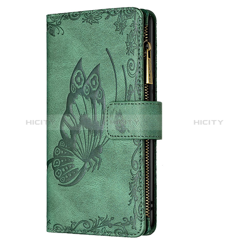 Funda de Cuero Cartera con Soporte Mariposa Carcasa L08 para Apple iPhone 15 Verde