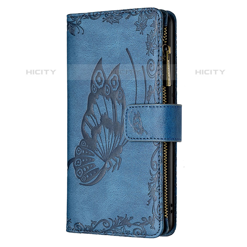 Funda de Cuero Cartera con Soporte Mariposa Carcasa L08 para Apple iPhone 16 Pro Azul