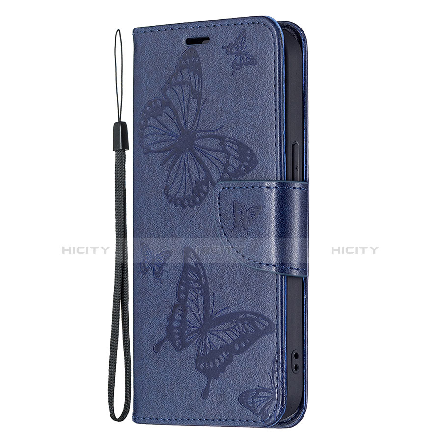 Funda de Cuero Cartera con Soporte Mariposa Carcasa L09 para Apple iPhone 13 Azul