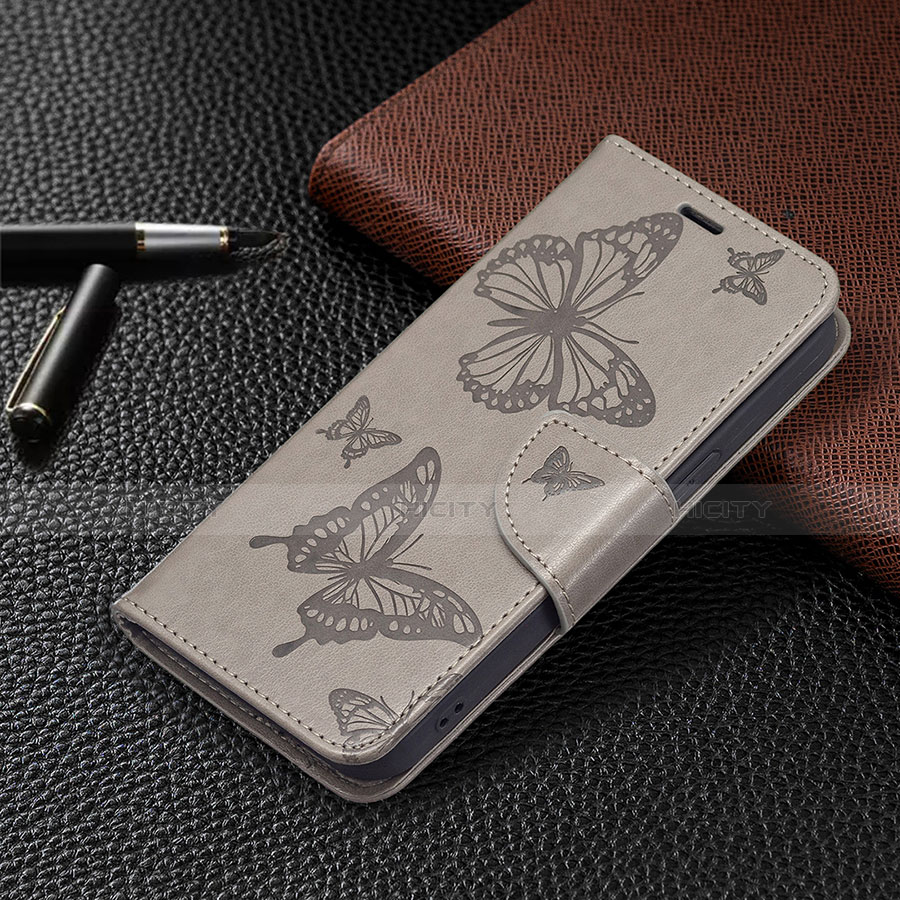 Funda de Cuero Cartera con Soporte Mariposa Carcasa L09 para Apple iPhone 13 Gris