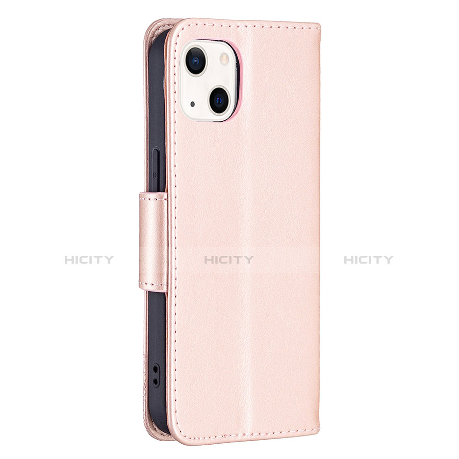 Funda de Cuero Cartera con Soporte Mariposa Carcasa L09 para Apple iPhone 13 Mini Rosa