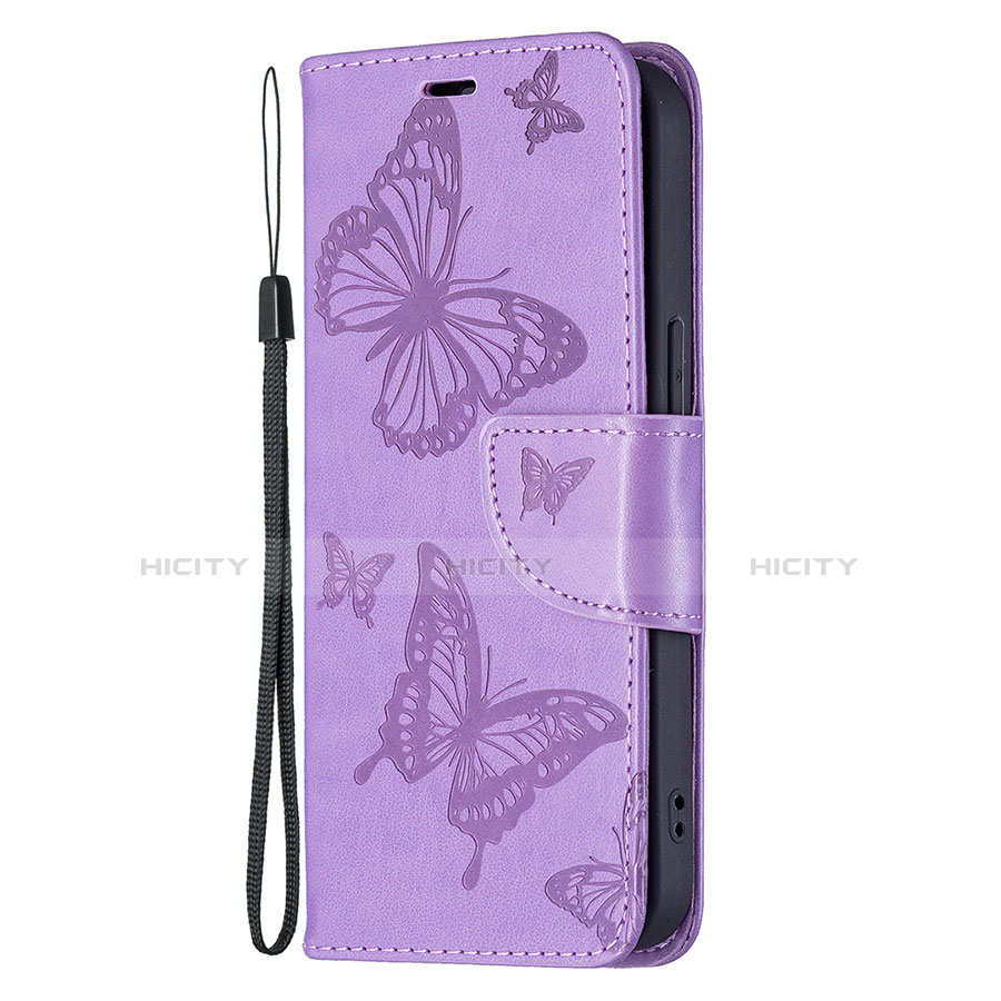 Funda de Cuero Cartera con Soporte Mariposa Carcasa L09 para Apple iPhone 13 Morado