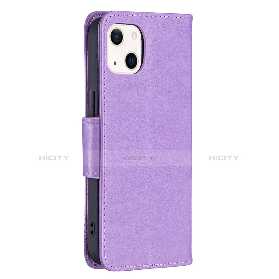 Funda de Cuero Cartera con Soporte Mariposa Carcasa L09 para Apple iPhone 13 Morado