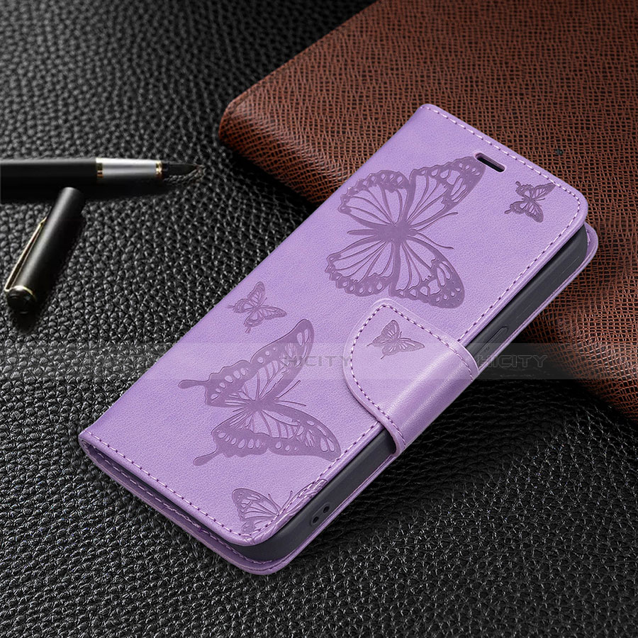 Funda de Cuero Cartera con Soporte Mariposa Carcasa L09 para Apple iPhone 13 Morado