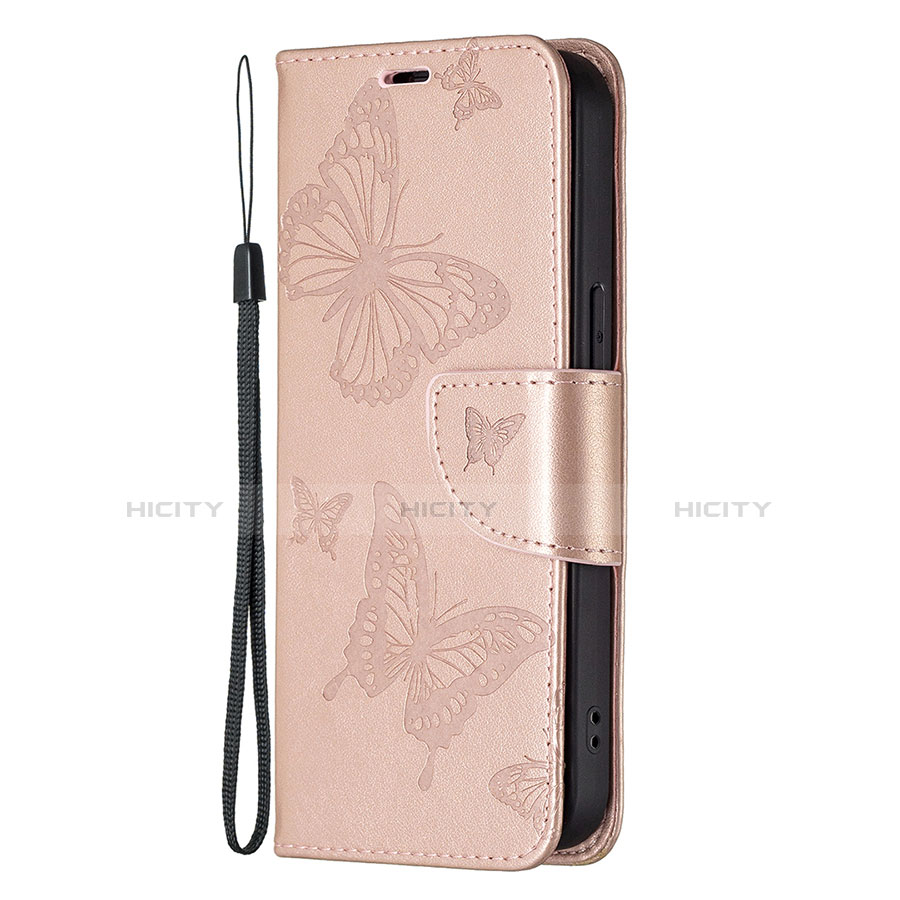 Funda de Cuero Cartera con Soporte Mariposa Carcasa L09 para Apple iPhone 13 Pro Max Rosa