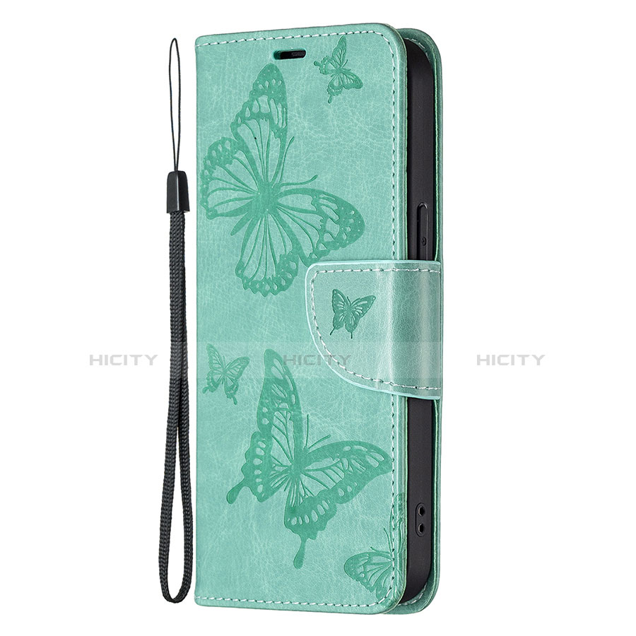 Funda de Cuero Cartera con Soporte Mariposa Carcasa L09 para Apple iPhone 13 Pro Verde