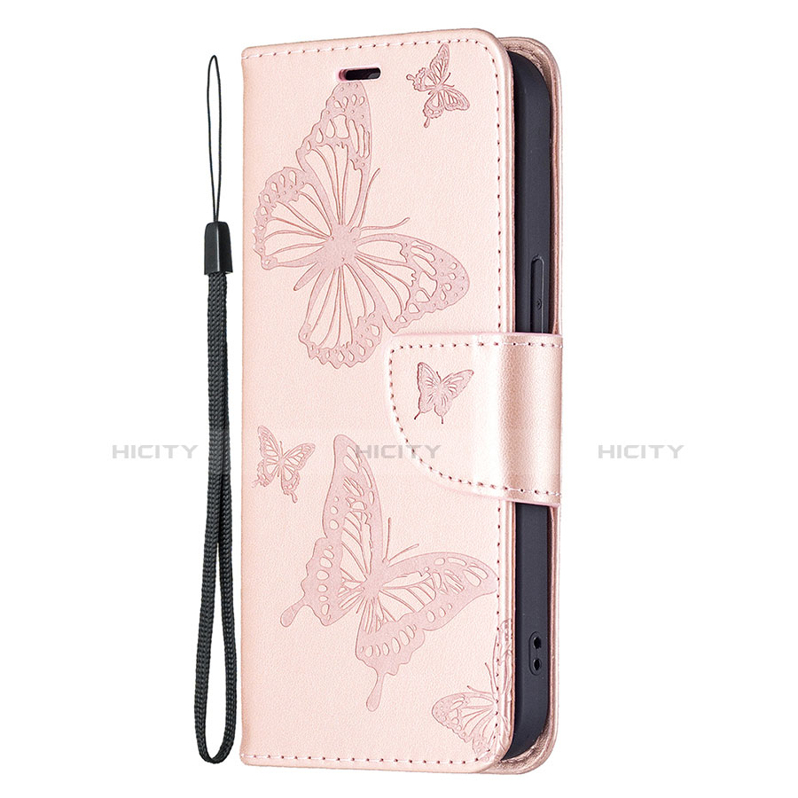 Funda de Cuero Cartera con Soporte Mariposa Carcasa L09 para Apple iPhone 13 Rosa