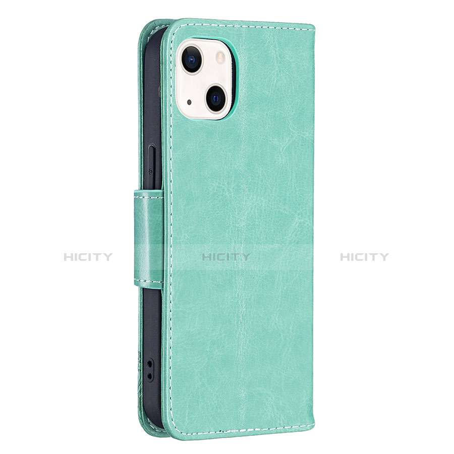 Funda de Cuero Cartera con Soporte Mariposa Carcasa L09 para Apple iPhone 14 Plus Verde