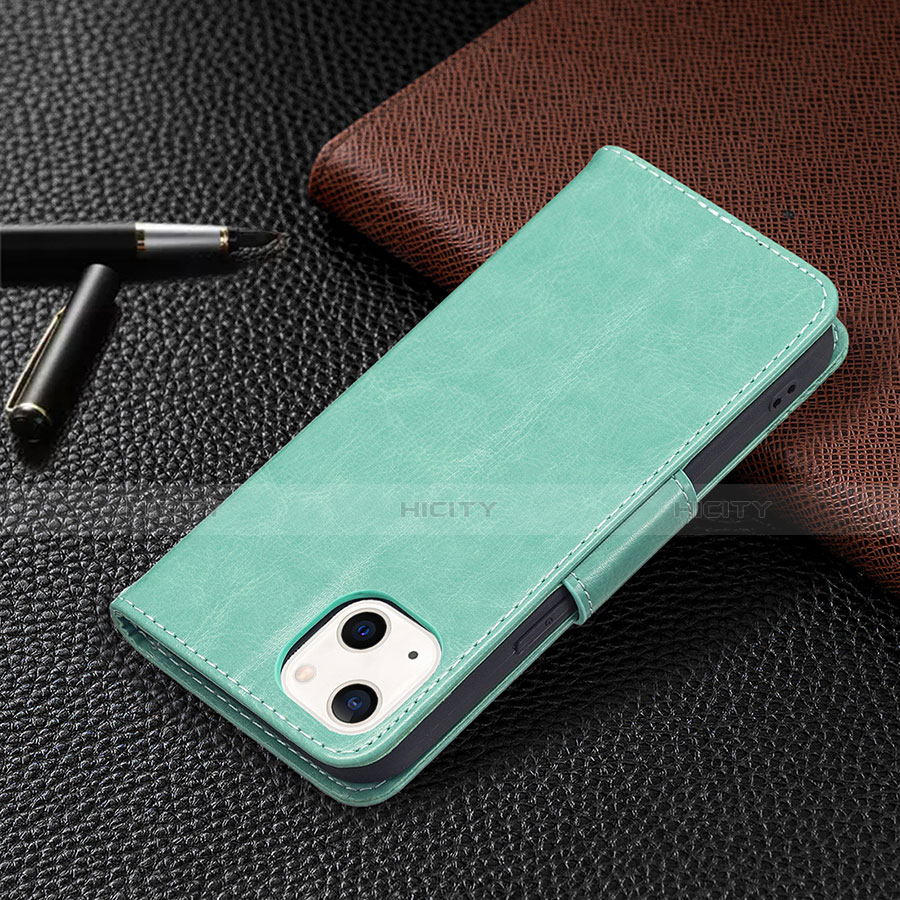 Funda de Cuero Cartera con Soporte Mariposa Carcasa L09 para Apple iPhone 14 Plus Verde