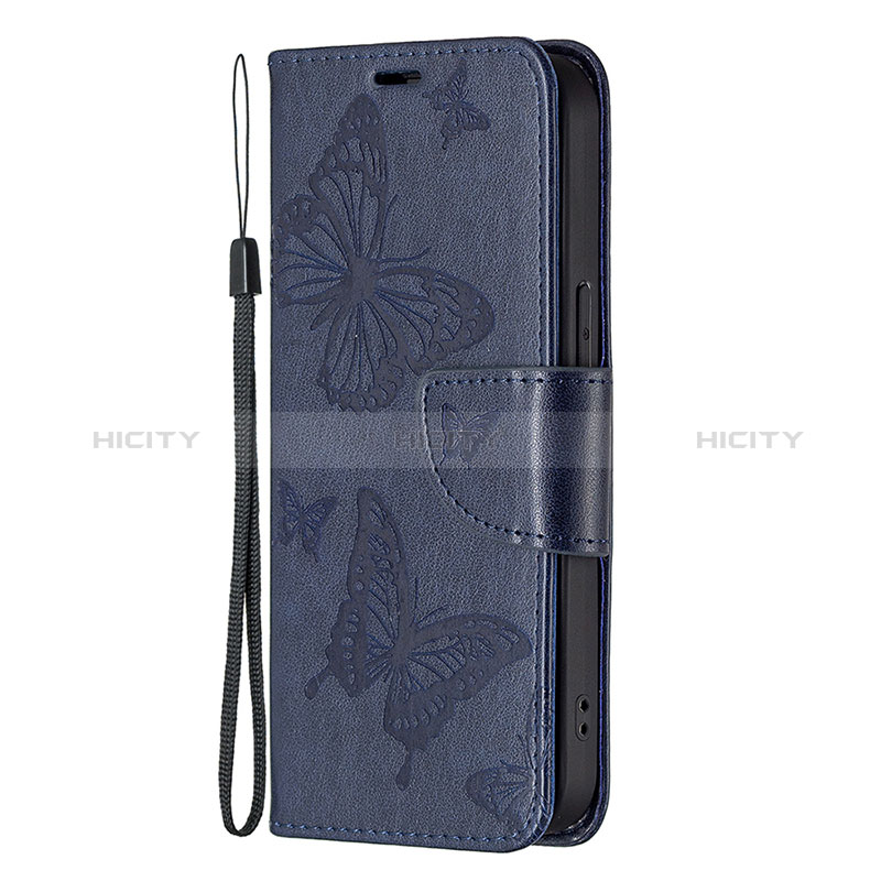 Funda de Cuero Cartera con Soporte Mariposa Carcasa L09 para Apple iPhone 14 Pro Azul