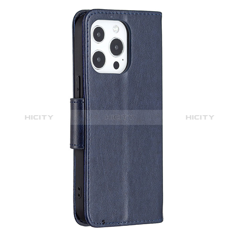 Funda de Cuero Cartera con Soporte Mariposa Carcasa L09 para Apple iPhone 14 Pro Azul