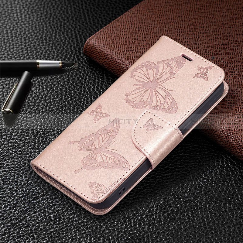 Funda de Cuero Cartera con Soporte Mariposa Carcasa L09 para Apple iPhone 15 Plus Rosa