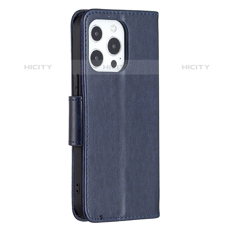 Funda de Cuero Cartera con Soporte Mariposa Carcasa L09 para Apple iPhone 15 Pro Azul