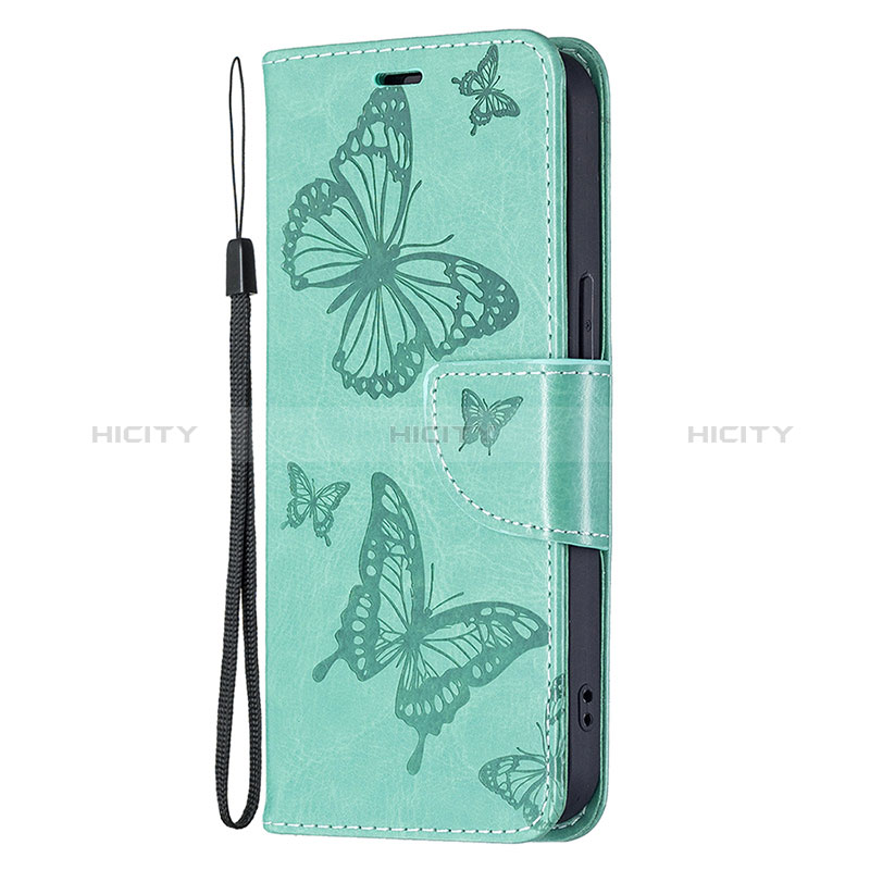 Funda de Cuero Cartera con Soporte Mariposa Carcasa L09 para Apple iPhone 15 Verde