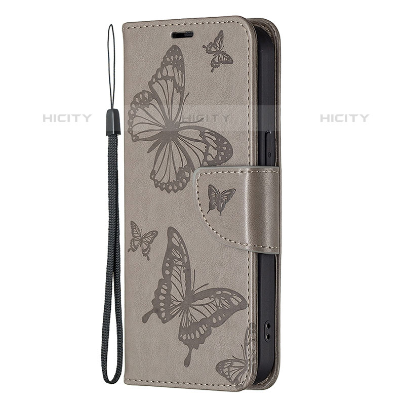 Funda de Cuero Cartera con Soporte Mariposa Carcasa L09 para Apple iPhone 16 Pro Gris Oscuro