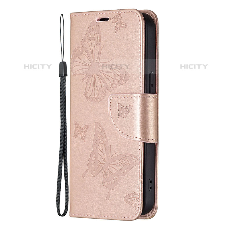 Funda de Cuero Cartera con Soporte Mariposa Carcasa L09 para Apple iPhone 16 Pro Rosa