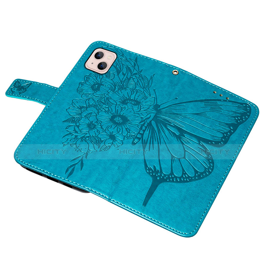 Funda de Cuero Cartera con Soporte Mariposa Carcasa L10 para Apple iPhone 13 Azul