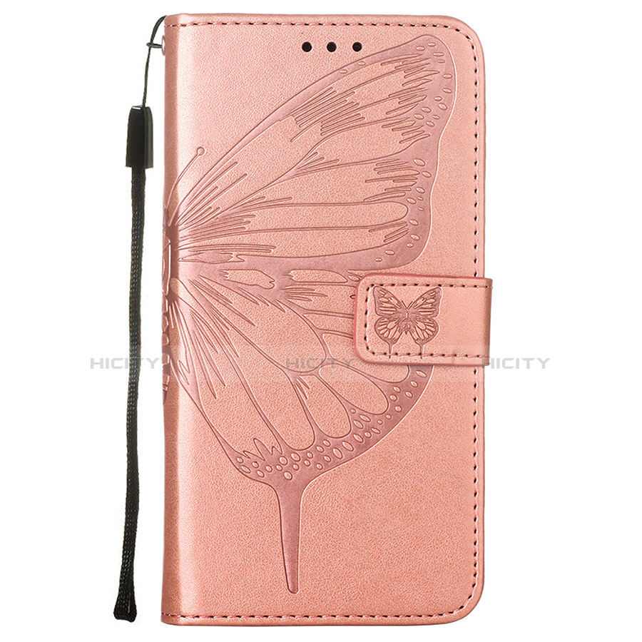 Funda de Cuero Cartera con Soporte Mariposa Carcasa L10 para Apple iPhone 13 Pro Max Oro Rosa