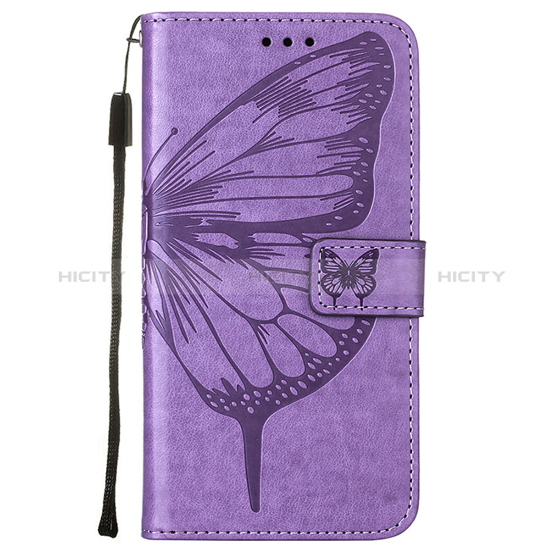 Funda de Cuero Cartera con Soporte Mariposa Carcasa L10 para Apple iPhone 14 Pro Purpura Claro