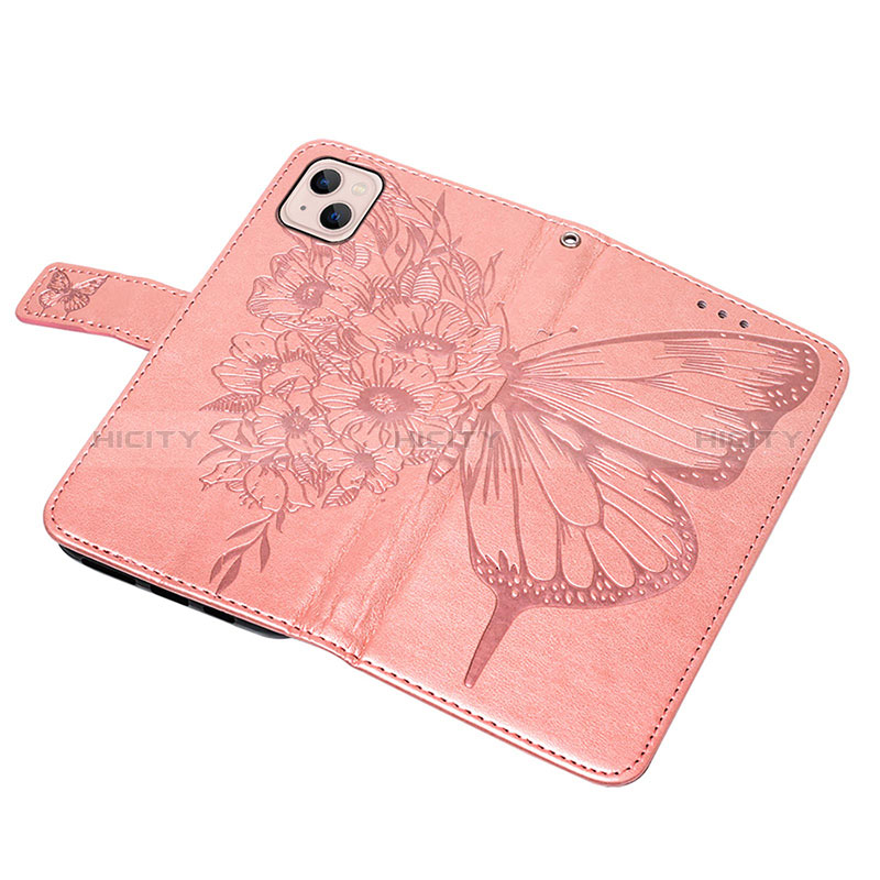 Funda de Cuero Cartera con Soporte Mariposa Carcasa L10 para Apple iPhone 15 Oro Rosa